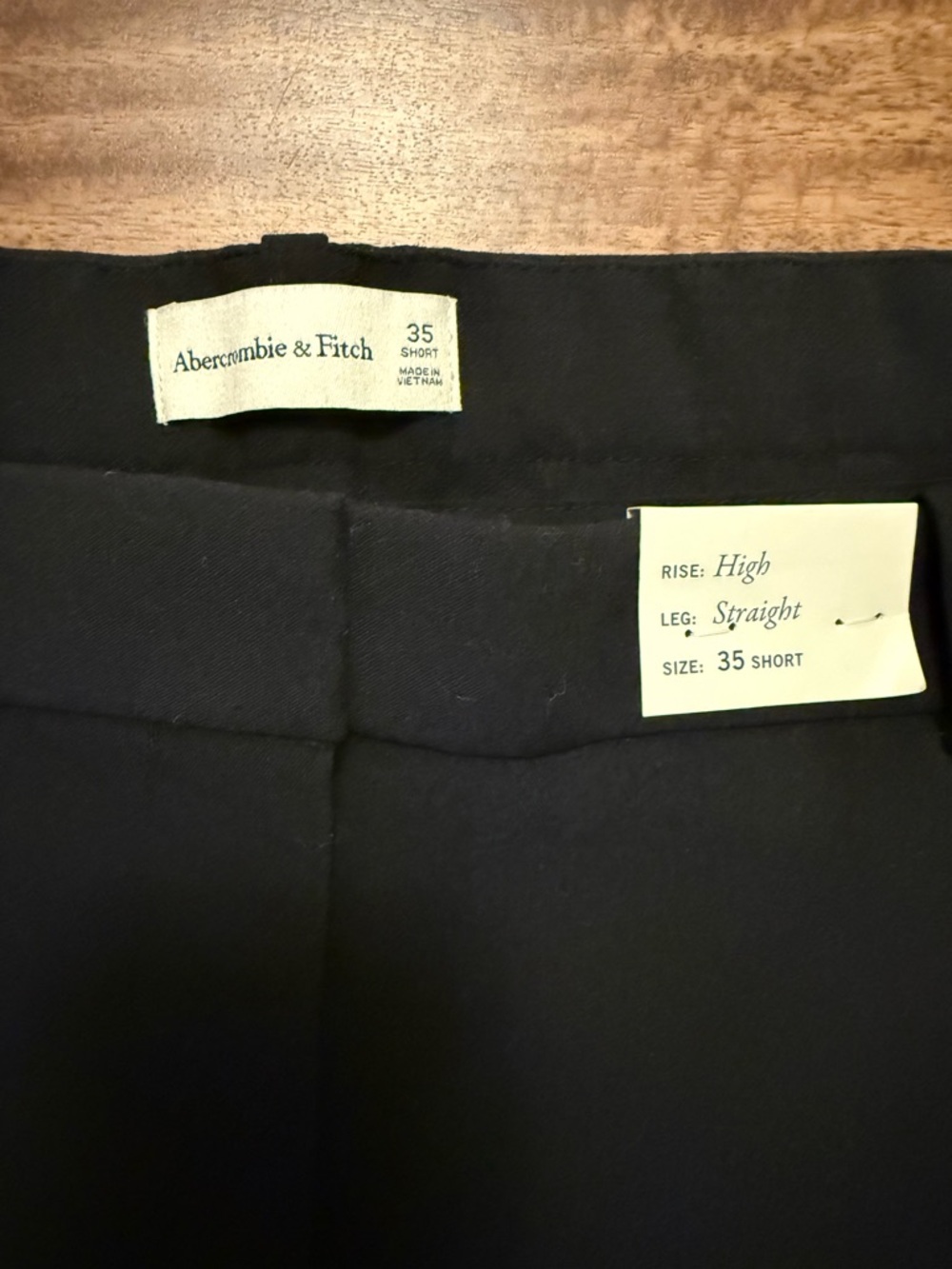 NWT Abercrombie & Fitch High Rise Straight Black Dress Pant 20 Short - Picture 2 of 6